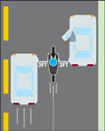 Passing moving or  stopped cars or bicycles