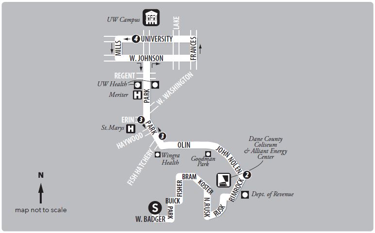 Route 13 service to/from the south transfer point to UW