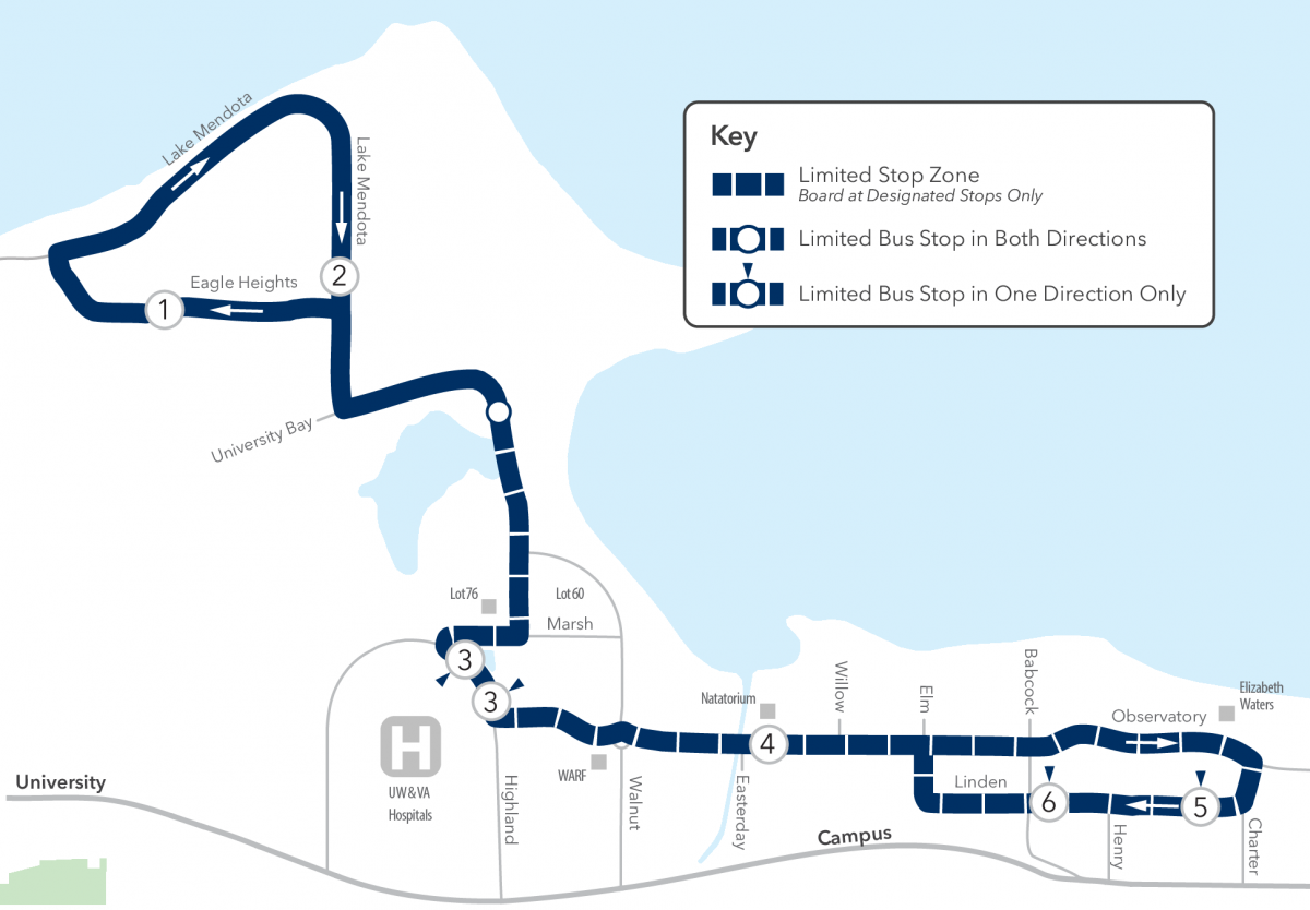 service route map for Route 84 on the UW Campus
