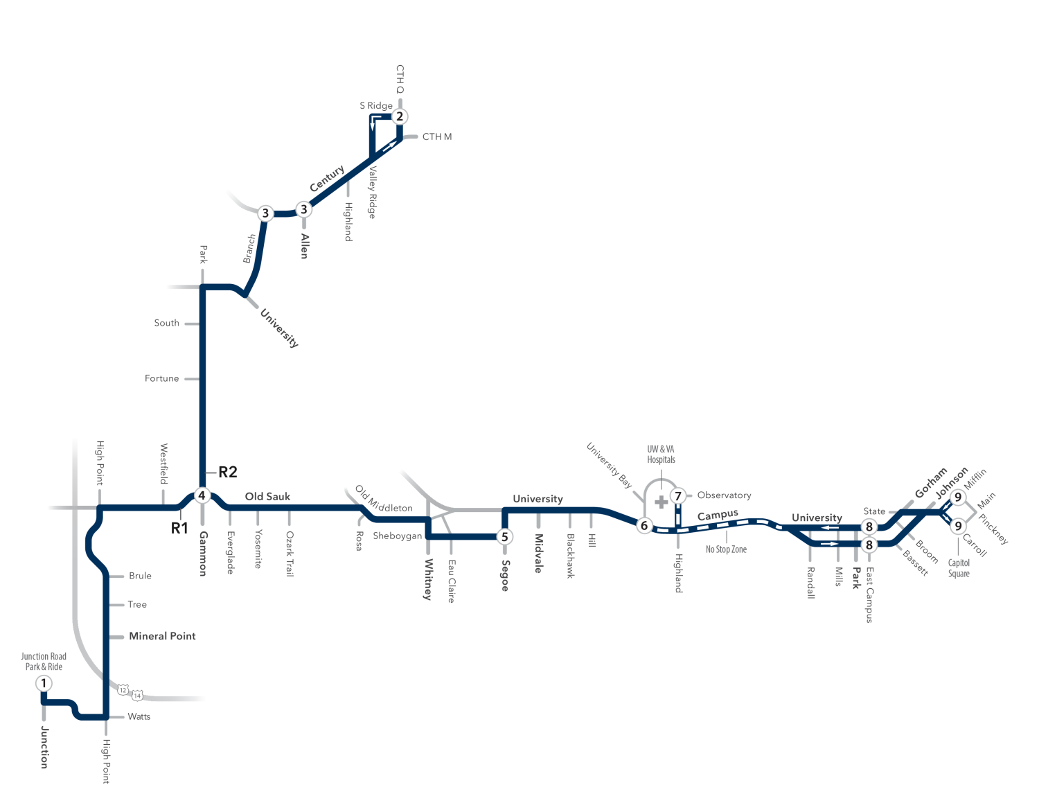 Route R map