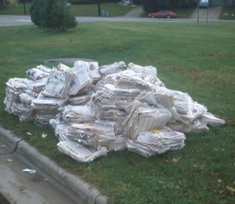 Big pile of newspapers for collection