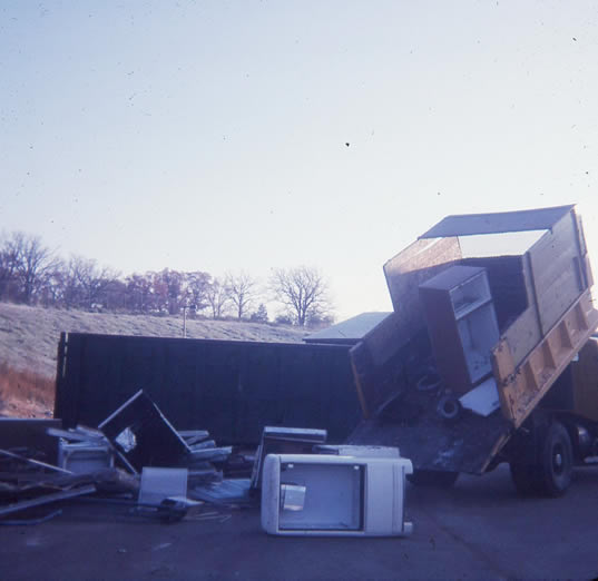 Appliances being dumped for recycling